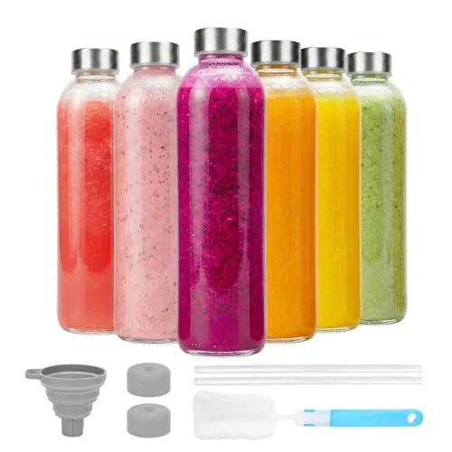 Optimized 24 oz Glass Water Bottles with Lids Excellent