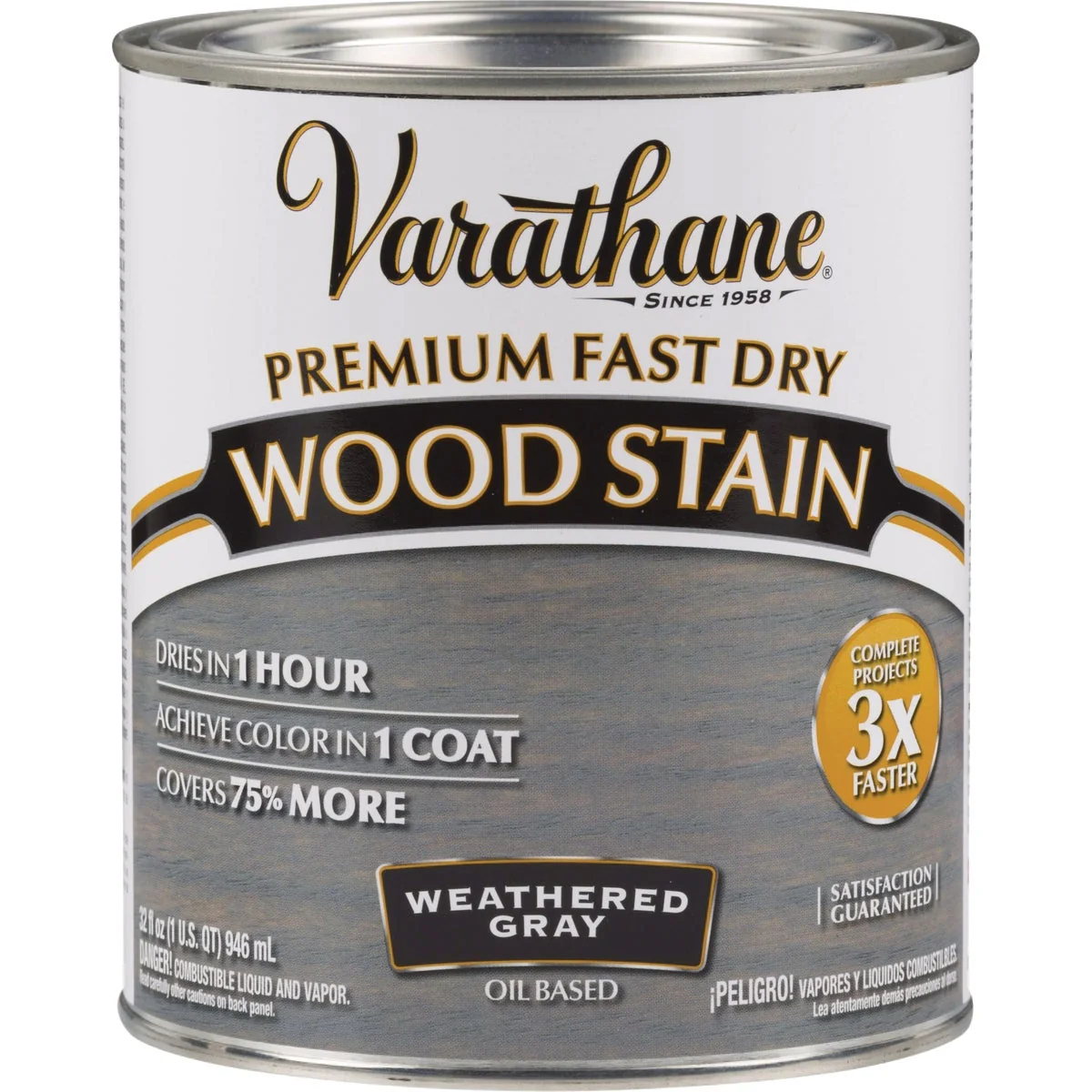 Easy-to-Use Varathane Fast Dry Weathered Gray Urethane Modified Alkyd Interior Wood Stain 1 Qt. Responsible