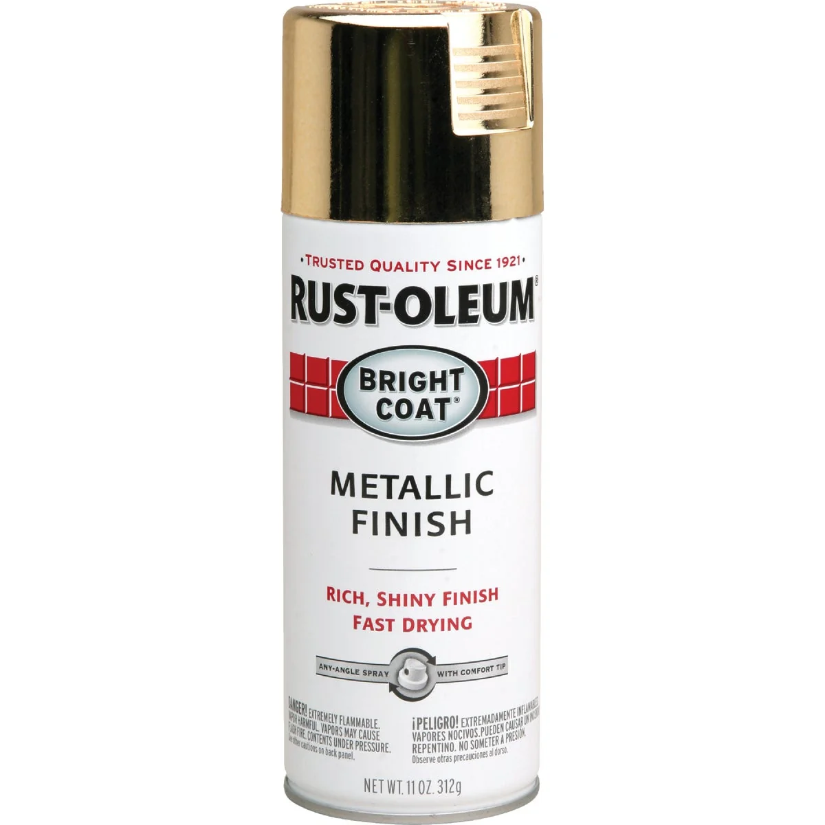 Recyclable Rust-Oleum Bright Coat Gold Metallic Gloss 11 Oz. Stops Rust Spray Paint Practical
