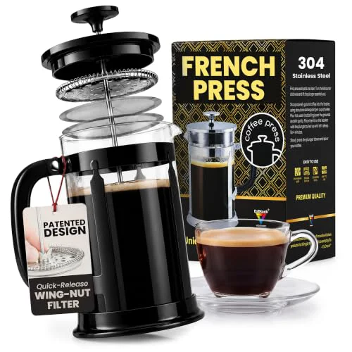 Convenient EzDtach French Press Coffee Maker 34oz Black Official
