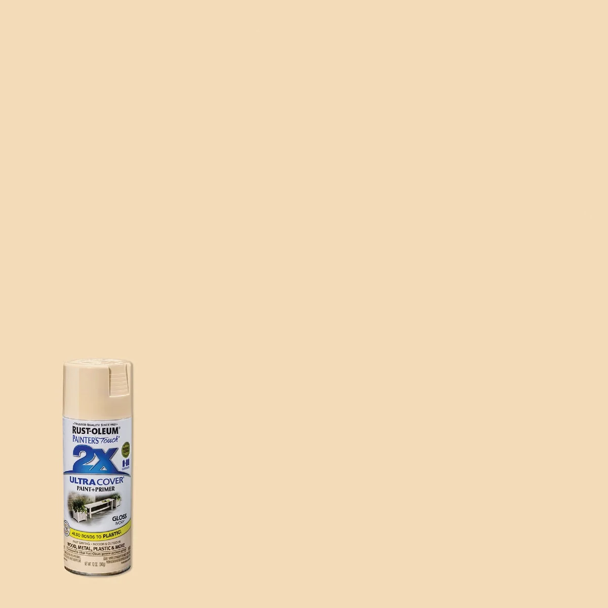 High-Grade Rust-Oleum Painter’s Touch 2X Ultra Cover 12 Oz. Gloss Paint Primer Spray Paint Ivory Green
