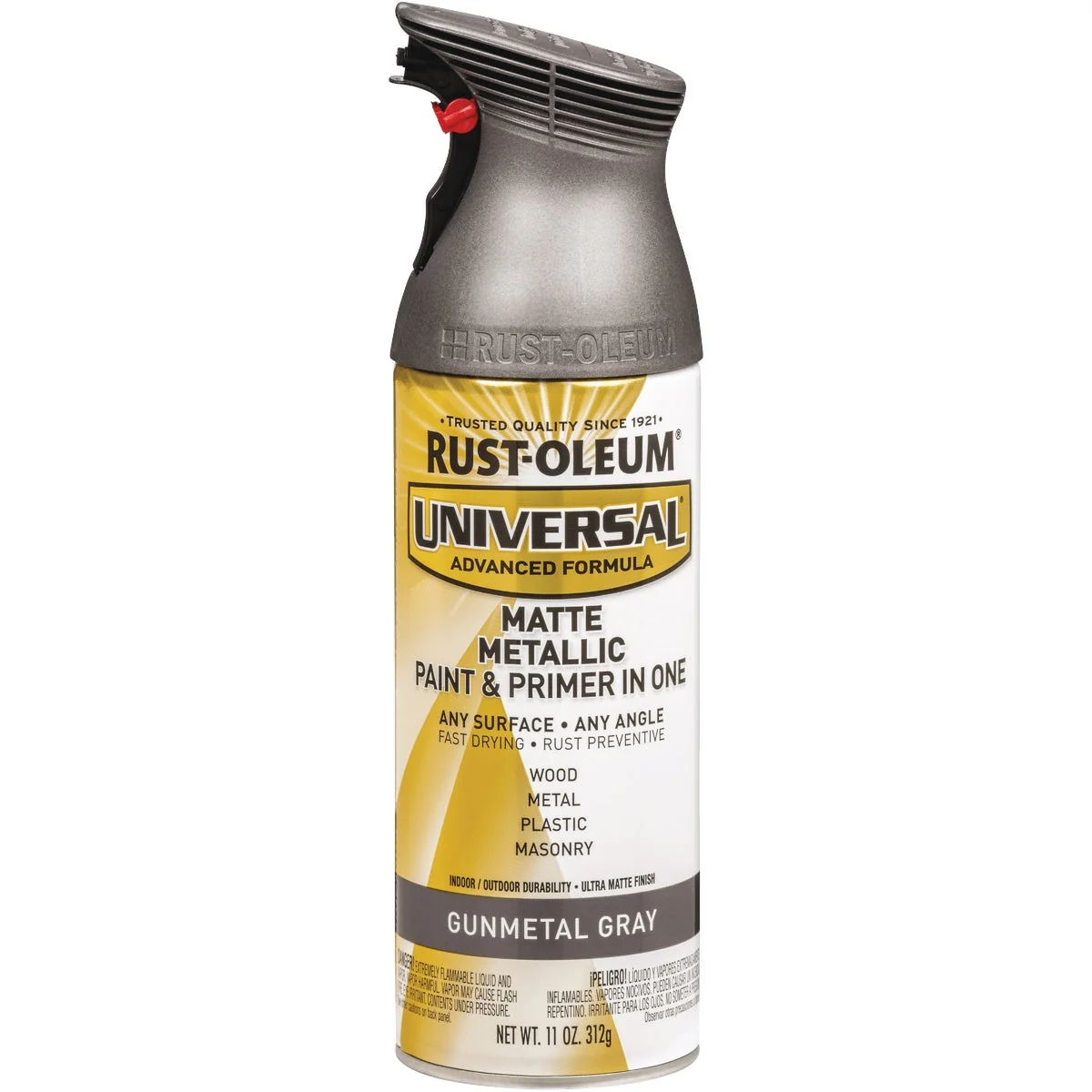 Original Rust-Oleum Universal 11 Oz. Matte Metallic Gunmetal Gray Spray Paint Official