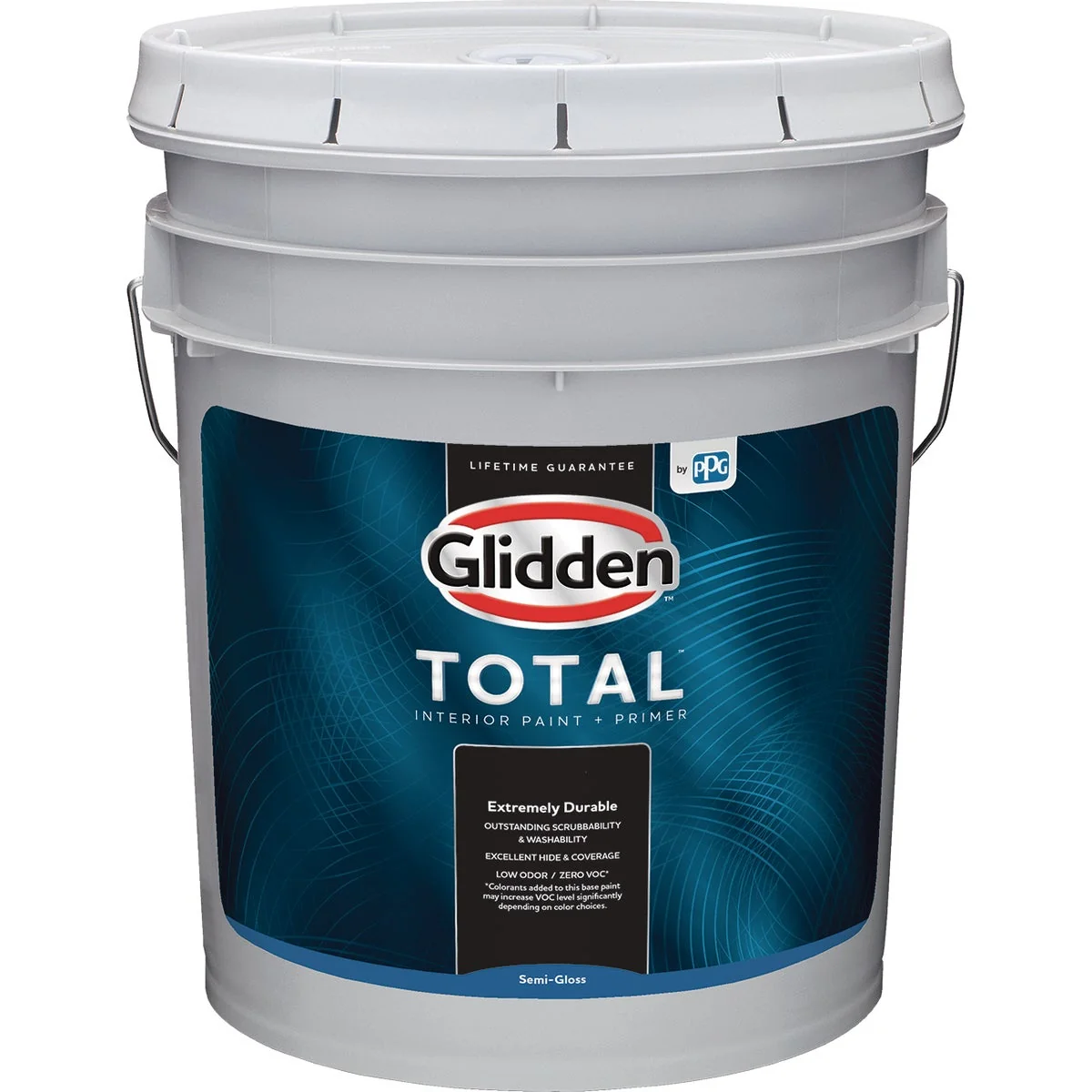 Genuine Glidden Total Interior Paint Primer Semi-Gloss White Pastel Base 5 Gallon Pail Contemporary