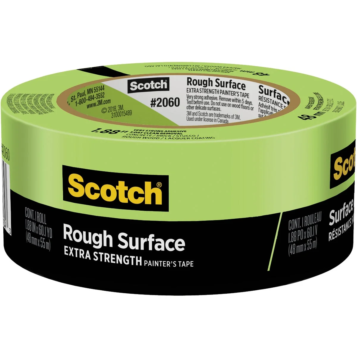 Excellent 3M Scotch Green 1.88 In. x 60.1 Yd. Rough Surface Painter’s Tape Reusable