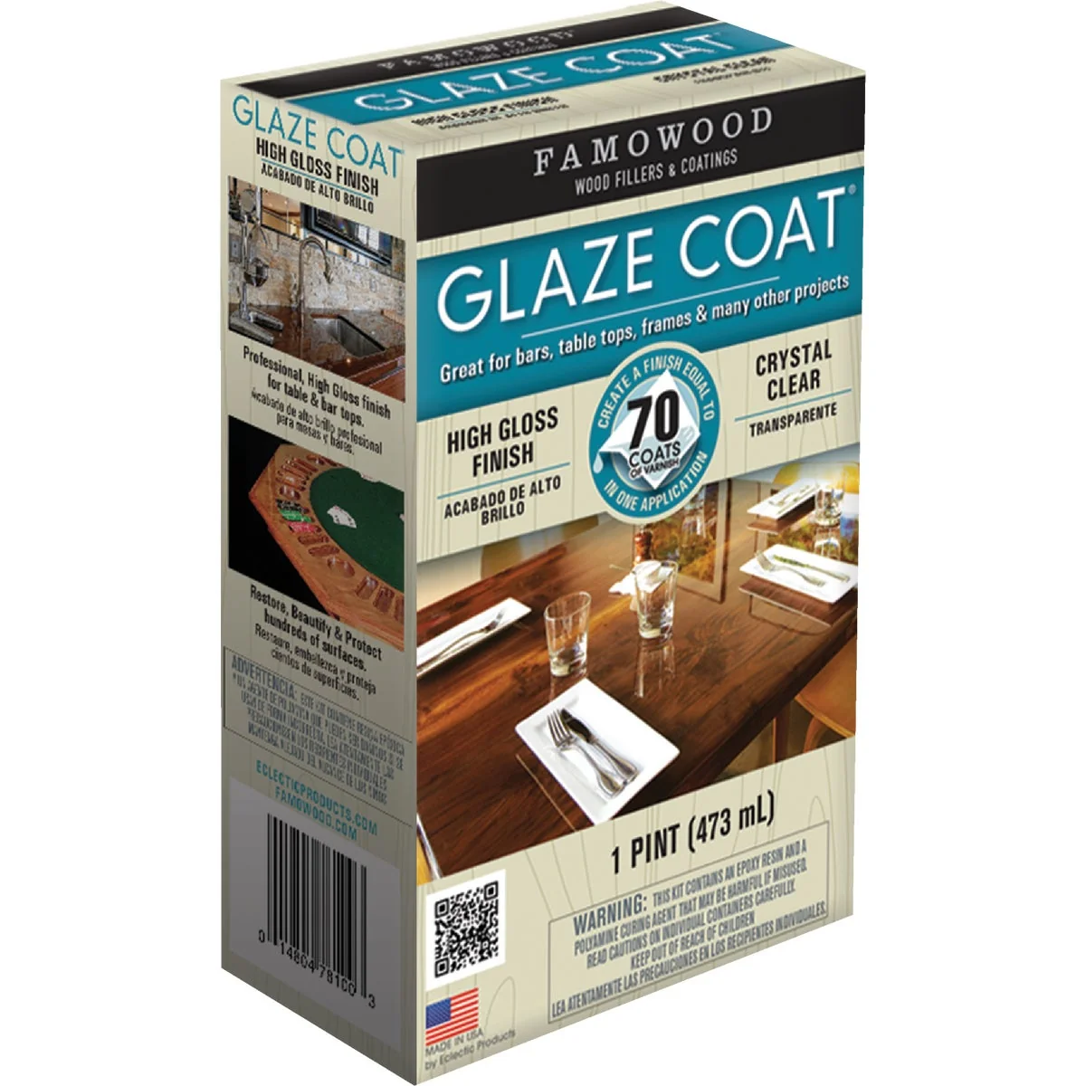 Premium Material FAMOWOOD GLAZE COAT 16 Oz. High-Gloss Pour On Finish Casual