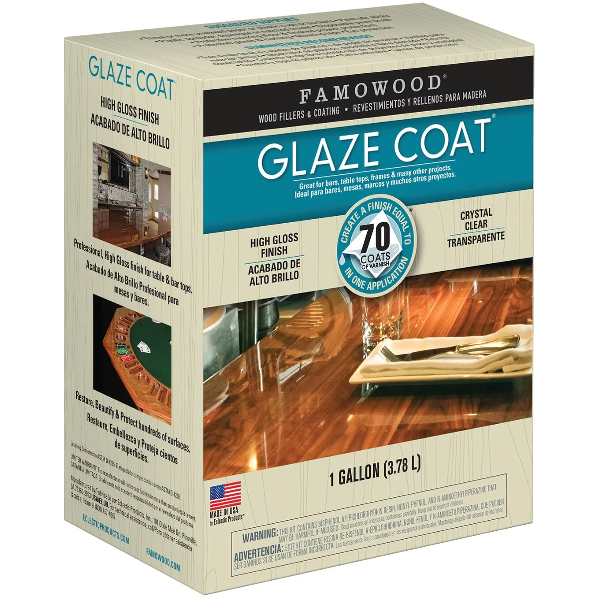 Practical FAMOWOOD GLAZE COAT 128 Oz. High-Gloss Pour On Finish High-Grade