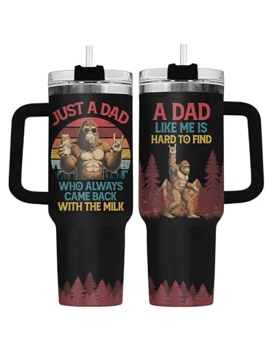Verified Bigfoot Sasquatch Dads 40 oz Tumbler with Handle Natural