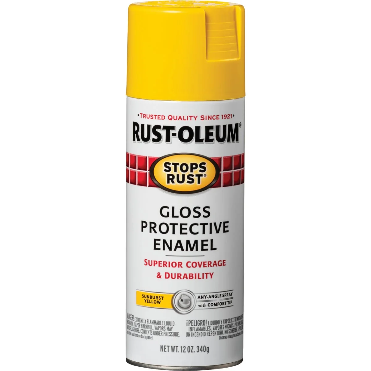 Official Rust-Oleum Stops Rust Sunburst Yellow Gloss 12 Oz. Anti-Rust Spray Paint Elegant