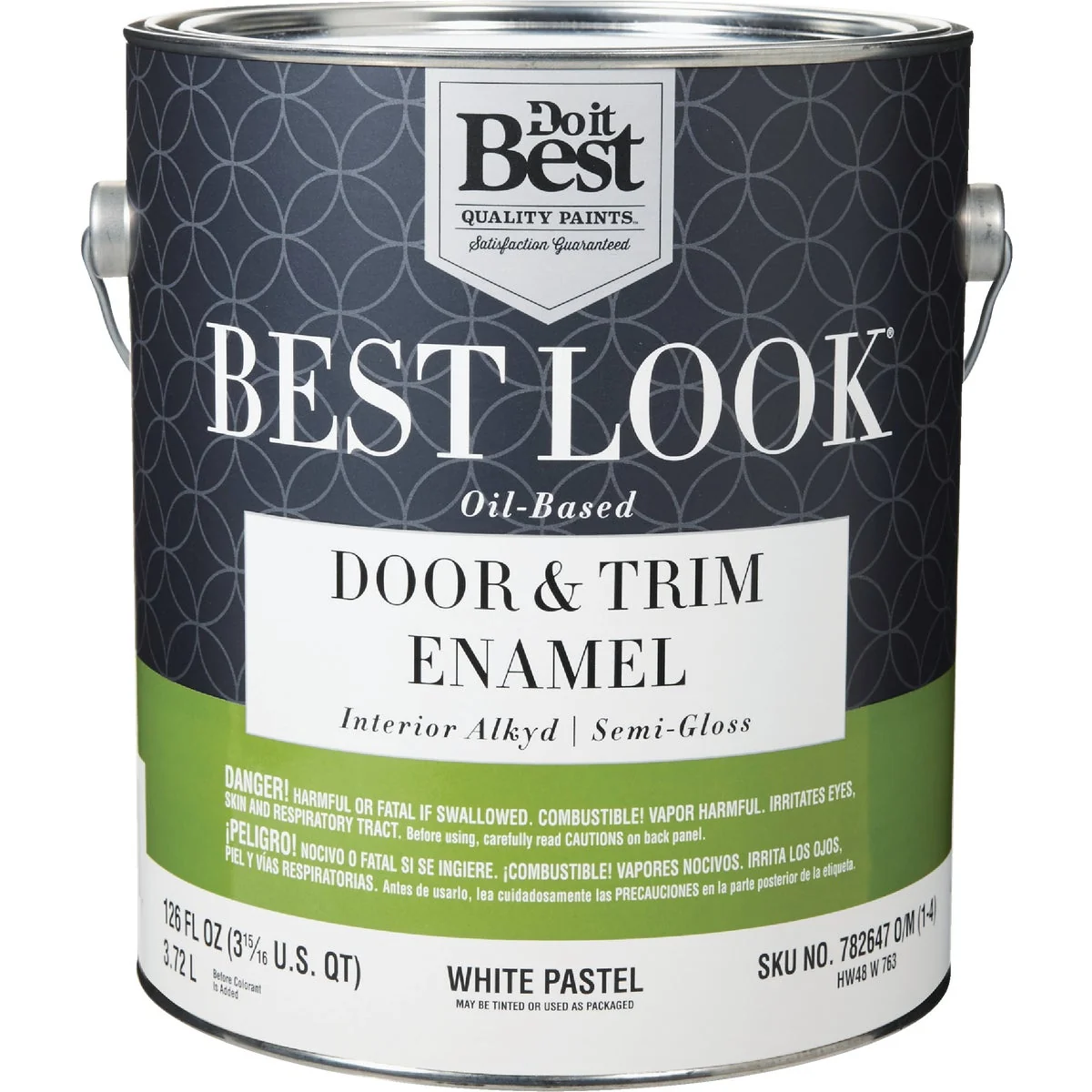 Premium Look Alkyd Oil Base Semi-Gloss Door Trim Enamel Interior Wall Paint White-Pastel Base 1 Gal. Crafted