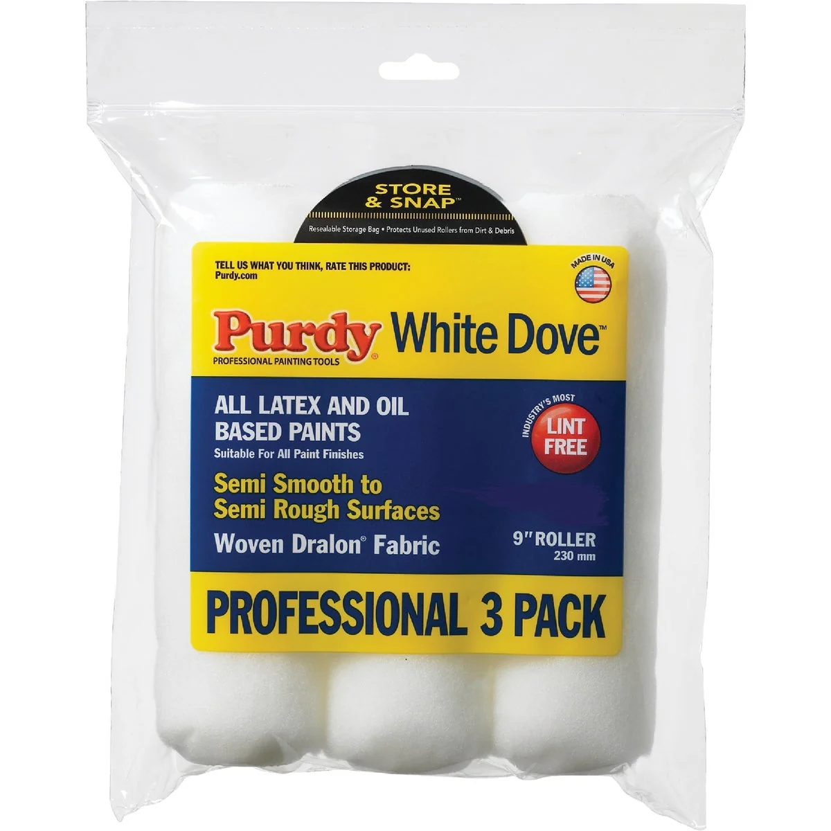 High-End Purdy White Dove 9 In. x 3 8 In. Woven Fabric Roller Cover 3-Pack Genuine