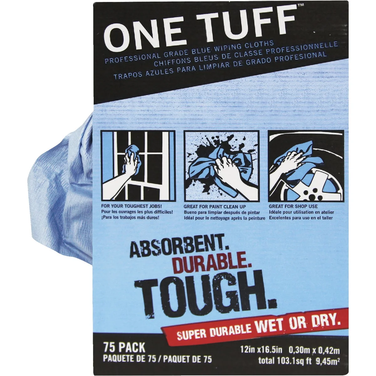 Outstanding Trimaco 12 In. W. x 16.5 In. L. Blue DuPont Sontara Rags Recyclable