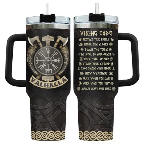 Trendy Valhalla Viking 40 oz Tumbler with Handle Comfortable