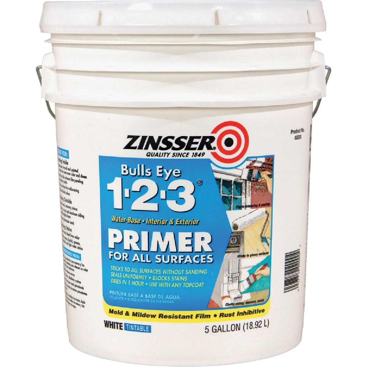 High-Grade Zinsser Bulls Eye 1-2-3 Water-Base Interior Exterior Stain Blocking Primer White 5 Gal. Proven