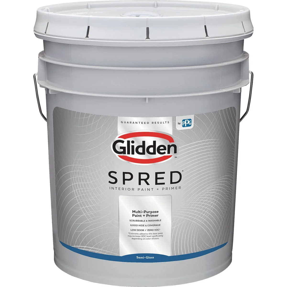 Secure Glidden Spred Interior Paint Primer Semi-Gloss White Pastel Base 5 Gallon Pail High-Quality