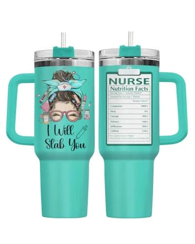 Breathable Nurse Life Funny Will Stab You 40 oz Tumbler with Handle Fine