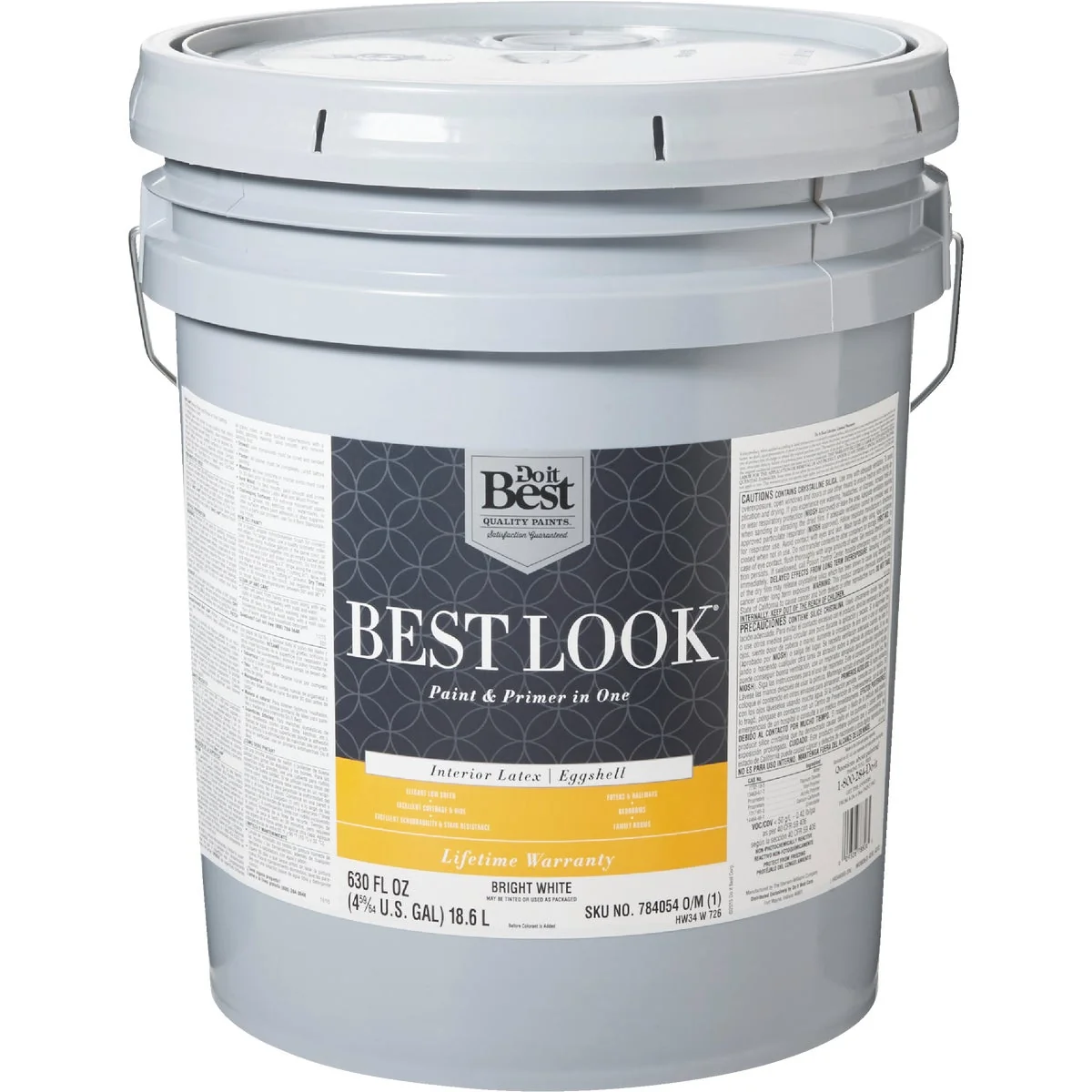 Effective Look Latex Paint Primer In One Eggshell Interior Wall Paint Bright White 5 Gal. Long-Lasting