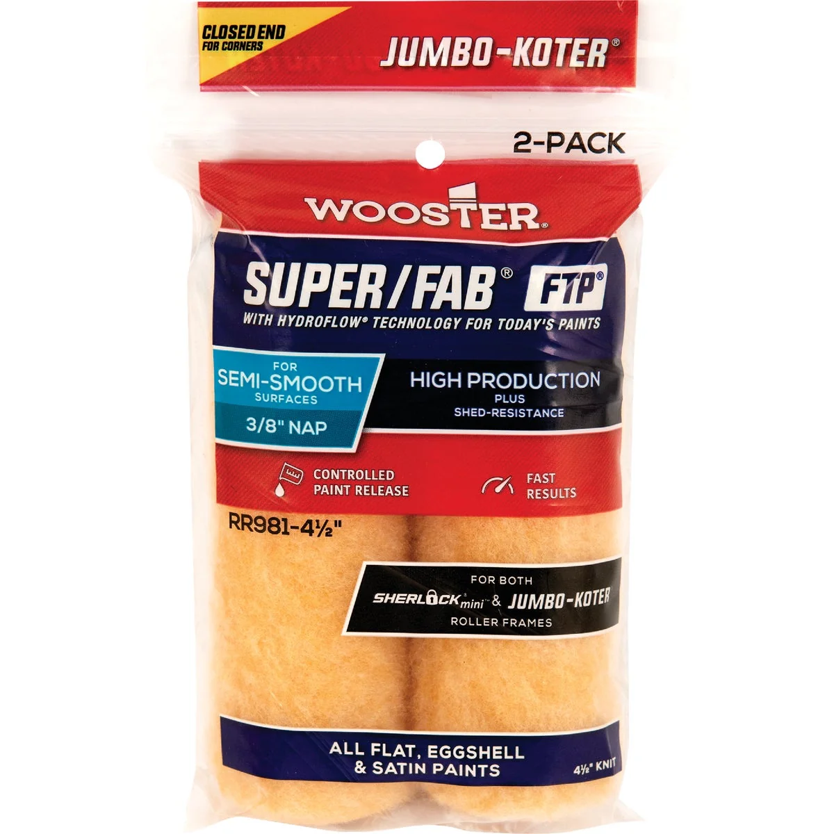 Sustainable Jumbo-Koter S F FTP 4-1 2 In. x 3 8 In. Knit Roller Cover 2-Pack Fine Crafted