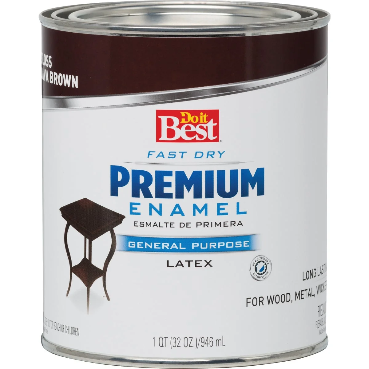 Breathable Do it Fast Dry Acrylic Latex Gloss Premium Enamel Java Brown 1 Qt. Specialty