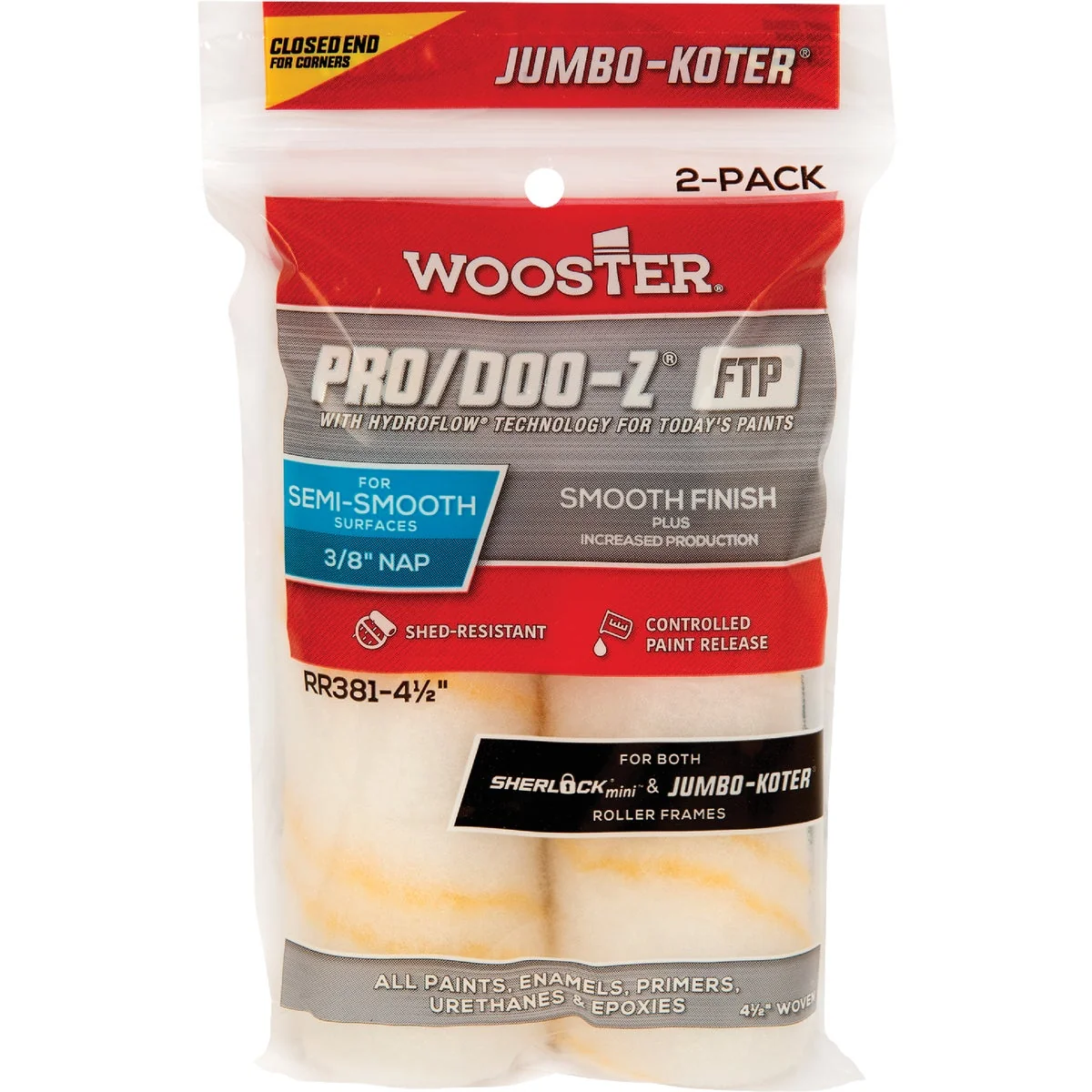Specialty Wooster Jumbo-Koter P D FTP 4-1 2 In. x 3 8 In. Woven Paint Roller Cover 2-Pack Exclusive