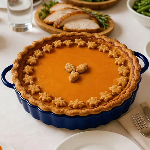High-Quality 10×2in Deep Ceramic Pie Pan with Handles for Pie Quiche Tart Baking. Easy to grip Optimized