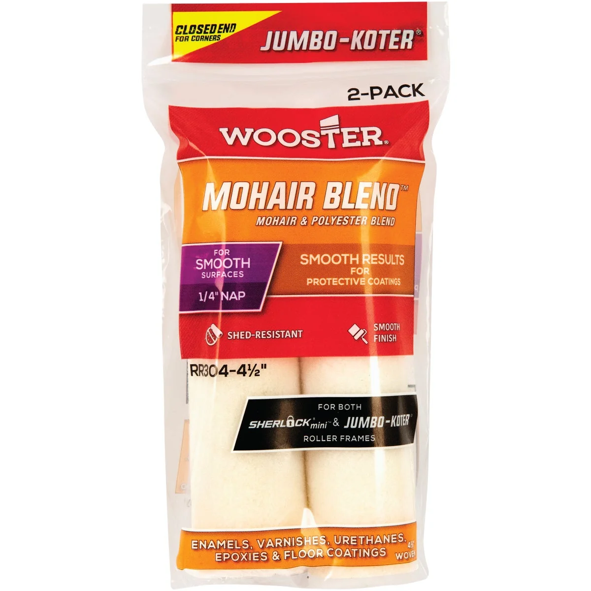 Practical Wooster Jumbo-Koter 4-1 2 In. x 1 4 In. Mohair Blend Mini Woven Fabric Roller Cover 2-Pack Functional