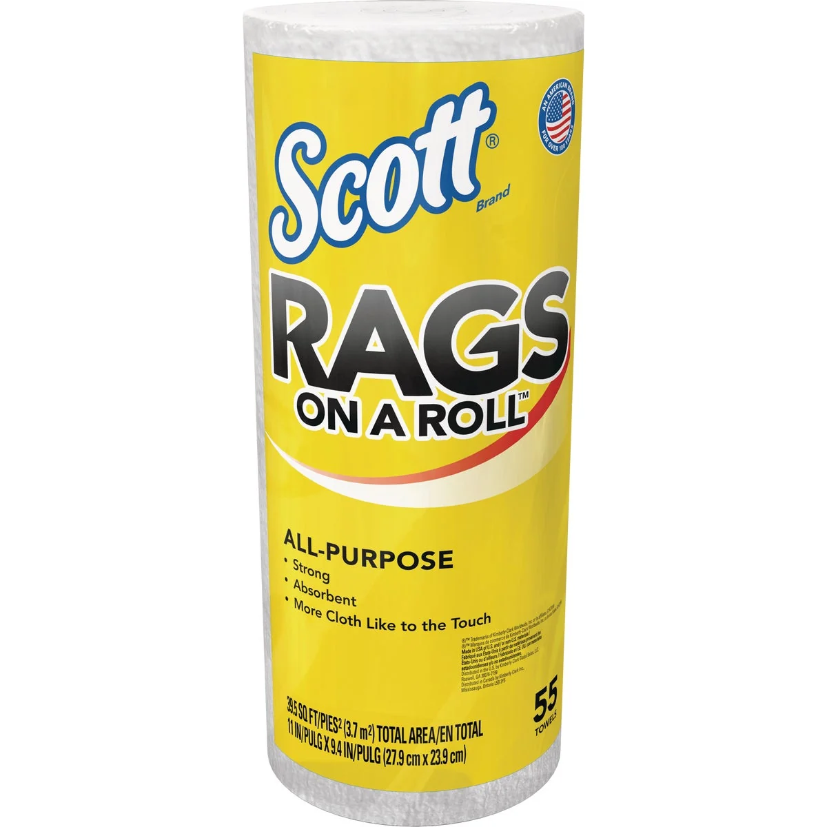 High-Quality Scott 9.4 In. x 11 In. Rags On A Roll 55-Count Dependable