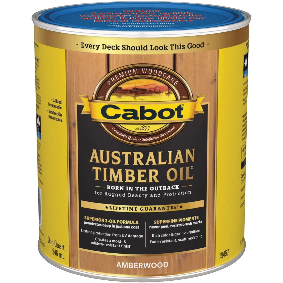Fast Cabot Australian Timber Oil Water Reducible Translucent Exterior Oil Finish Amberwood 1 Qt. Fine Crafted