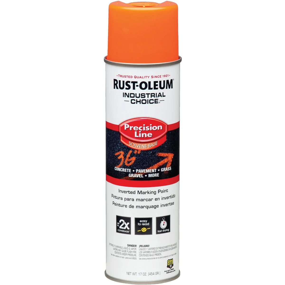 Soft Rust-Oleum Industrial Choice APWA Orange 17 Oz. Inverted Marking Spray Paint Excellent