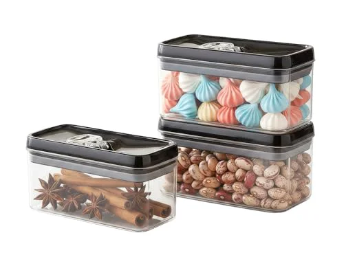 Healthy Flip Tite Food Storage Container with Lid 4 RECTANGLE Airtight Ring Flip Lock Top 3 Count Smooth