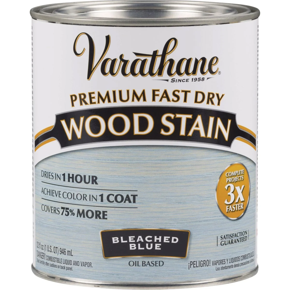 Classic Varathane Fast Dry Bleached Blue Urethane Modified Alkyd Interior Wood Stain 1 Qt. High-Grade