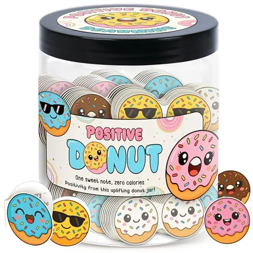 Stylish Positive Donut Jar with 60 Affirmation Cards Natural
