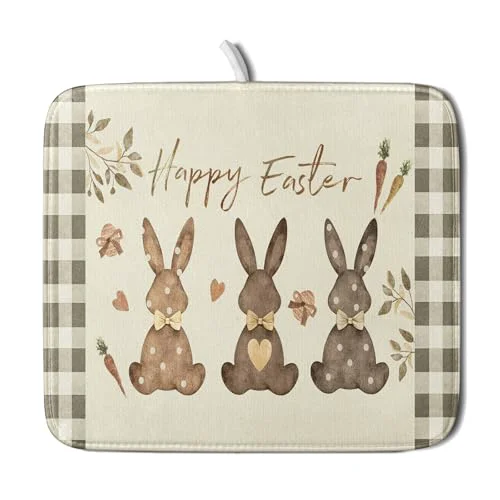 Fine Happy Easter Dish Drying Mat for Countertop Trusted