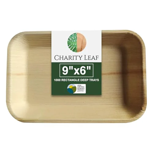 Sustainable 1000 Pack 9 x6 Disposable Bamboo Trays 1000 Count Official