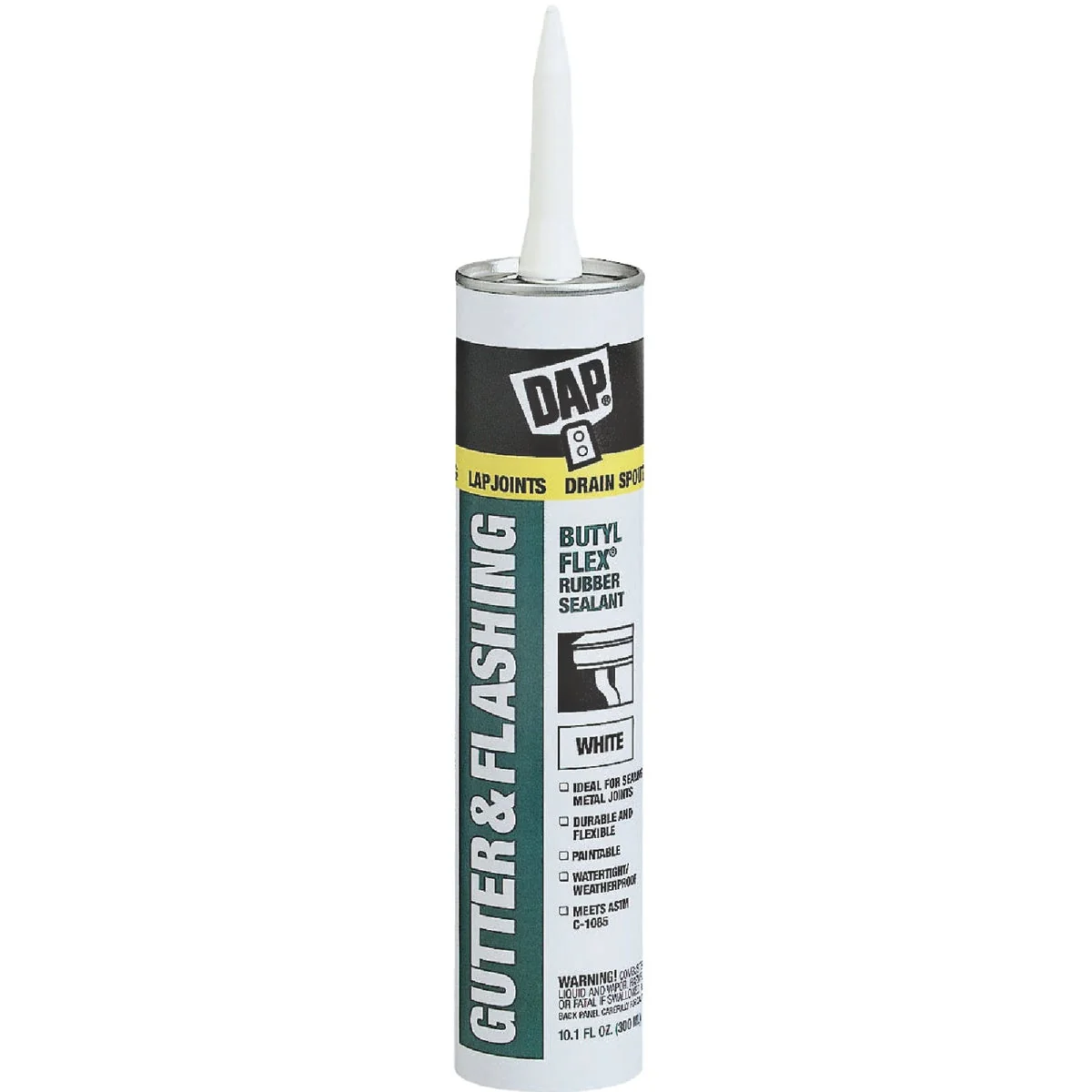 Superior DAP BUTYL-FLEX 10.1 Oz. Gutter Flashing Sealant White Dependable