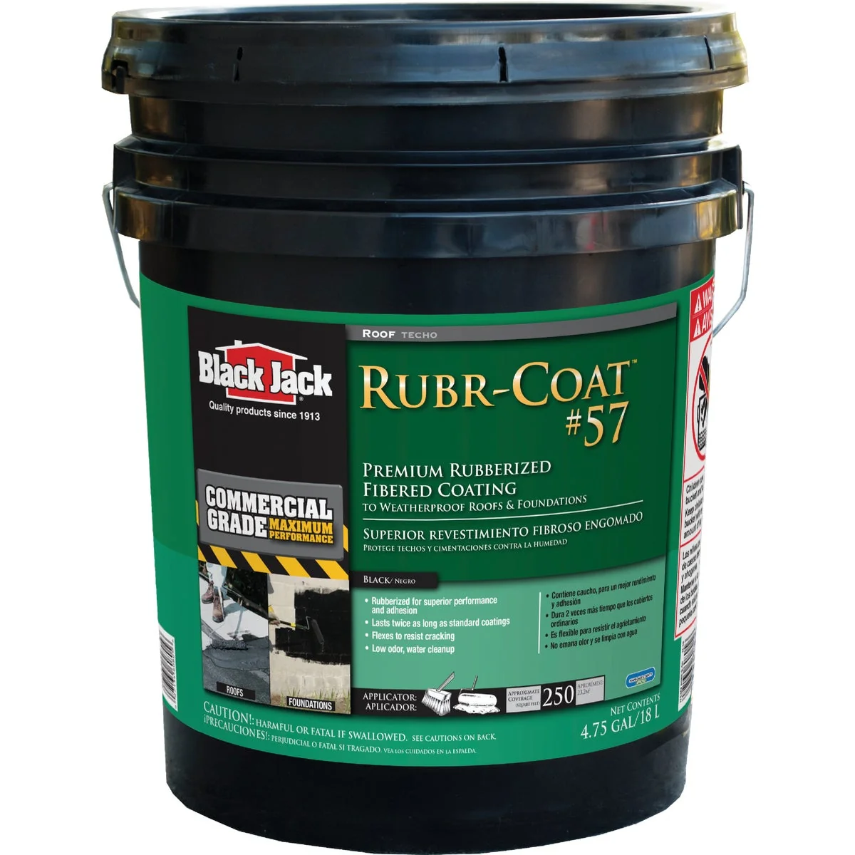 Professional Black Jack Rubr-Coat 57 5 Gal. Premium Rubberized Fibered Coating Enhanced