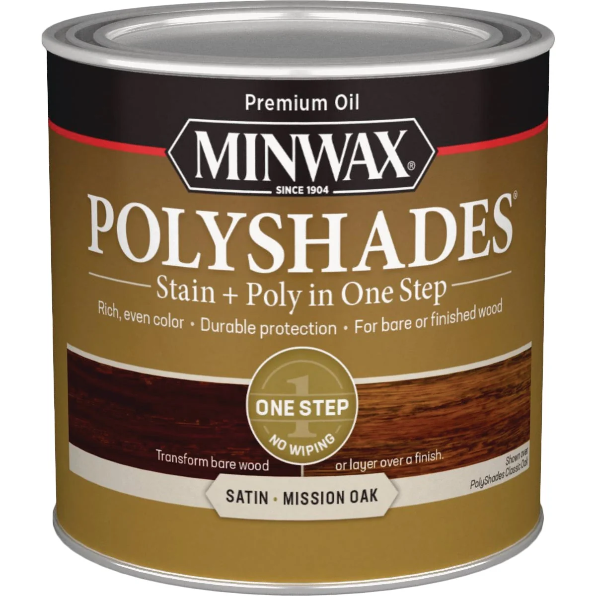 Refined Minwax Polyshades 1 2 Pt. Satin Stain Finish Polyurethane In 1-Step Mission Oak Lightweight