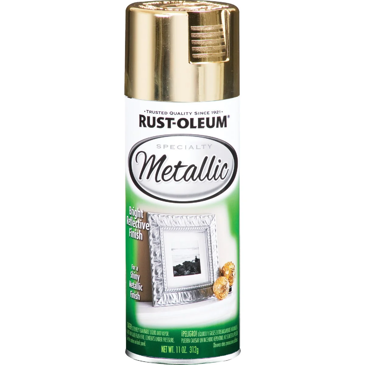 Recyclable Rust-Oleum Specialty 11 Oz. Metallic Satin Spray Paint Gold Safe