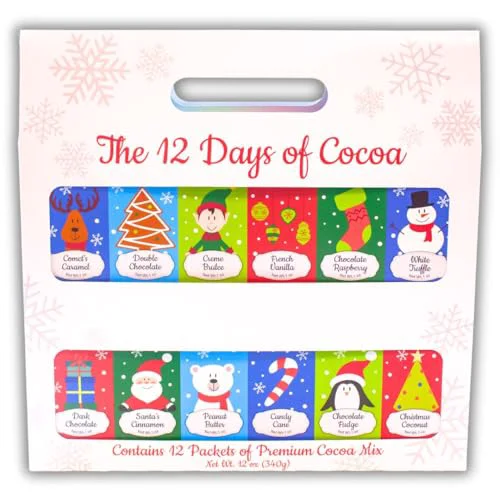 Practical Christmas Cocoa Gift Hot Chocolate Gourmet Gift Box Set or Sampler 12 Ounce High-End