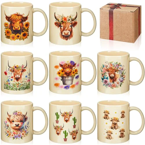 Fine 8 Pcs Ceramic Coffee Mugs 12 Oz Handle 8 Count Organic
