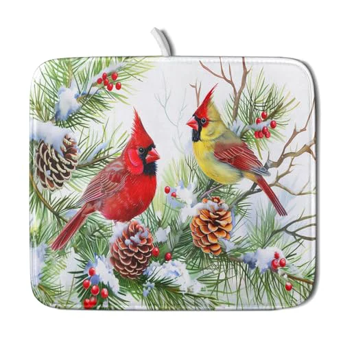 World-Class Red Birds Dish Drying Mat Healthy