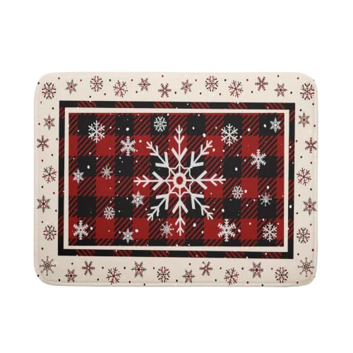 Dependable 18 x24 Christmas Snowflakes Dish Drying Mat Xmas Red Black Buffalo Plaids Winter Snow Dish Drainer Mats Microfiber Reversible Dish Drying Rack Pad for Kitchen Countertop Tabletop Decor World-Class