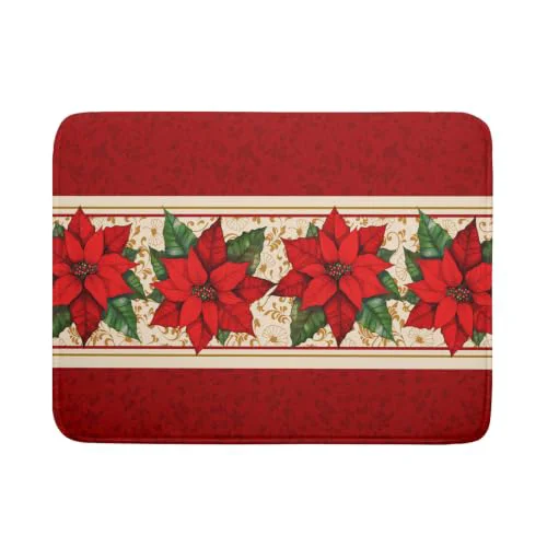 Fine Crafted Poinsettia Flowers Dish Drying Mat 18 x24 Christmas Red Decorative Dish Drainer Mats Xmas Winter Floral Print Reversible Microfiber Dish Drying Rack Pad for Kitchen Countertop Sink Recyclable