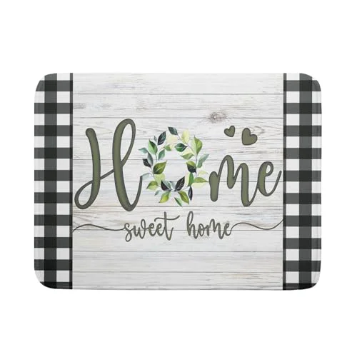 Easy-to-Use Home Sweet Home Dish Drying Mat 18×24 Inch Spring Summer Green Leaf Wreath Dish Drainer Mats Rustic Wood Board Microfiber Dish Drying Rack Pad for Kitchen Countertop Farmhouse Decor Efficient