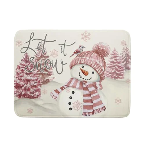 Reliable Pink Snowman Dish Drying Mat Xmas Trees Bird Winter Snowy Scene Dish Drainer Mats 18 x24 Microfiber Reversible Dish Drying Rack Pad Protector for Kitchen Countertop Decor Durable