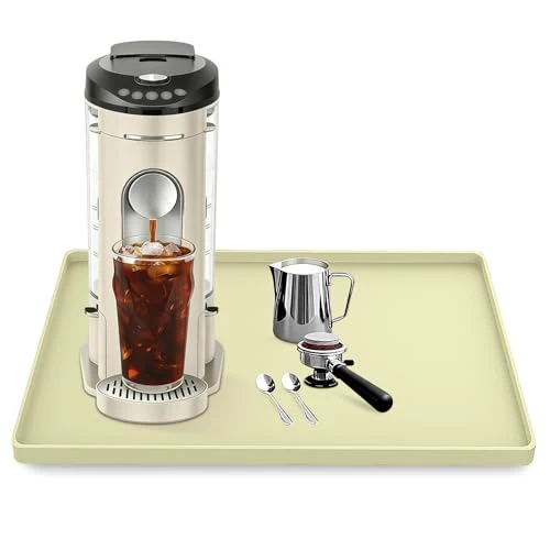 Selected Silicone Coffee Maker Mat with Lip for Countertops 15.7”x11.8” Sage Green Comfortable
