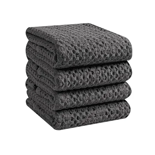 Eco-Friendly Set of 4 Premium Waffle Dish Towels 16×26 inches Modern