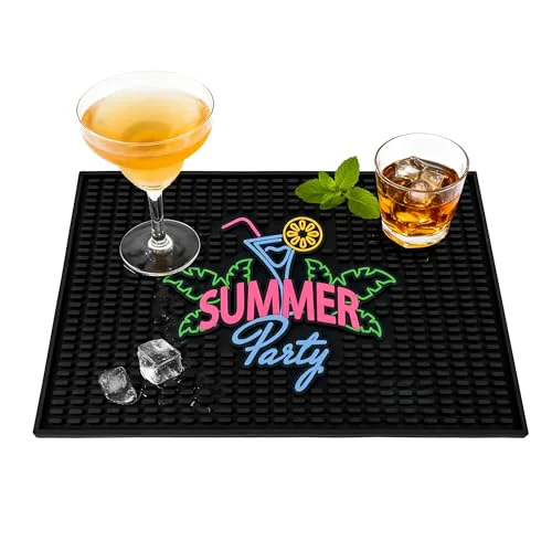 Modern Neon Tiki Black Bar Mat 18 x 12 Inch Trusted