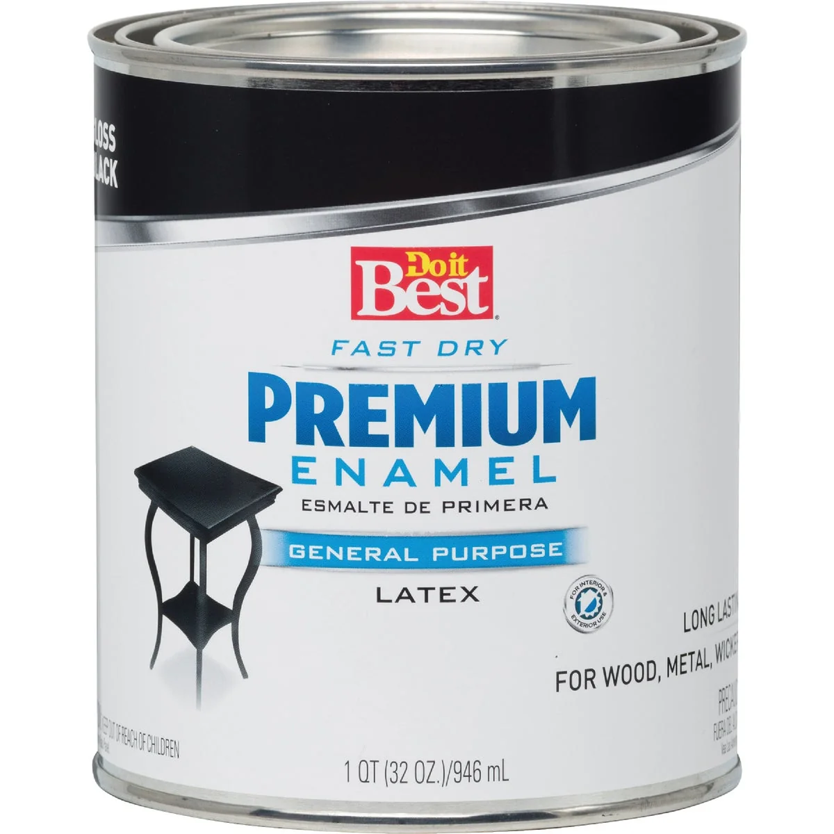 Environmentally Friendly Do it Fast Dry Acrylic Latex Gloss Premium Enamel Black 1 Qt. Organic