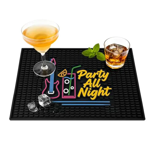 Soft Neon Tiki Black Bar Mat 18 x 12 Inch Environmentally Friendly