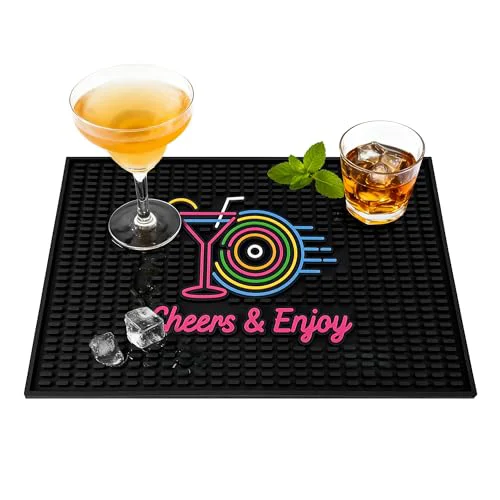 Unique Neon Tiki Black Bar Mat 18 x 12 Inch Solid